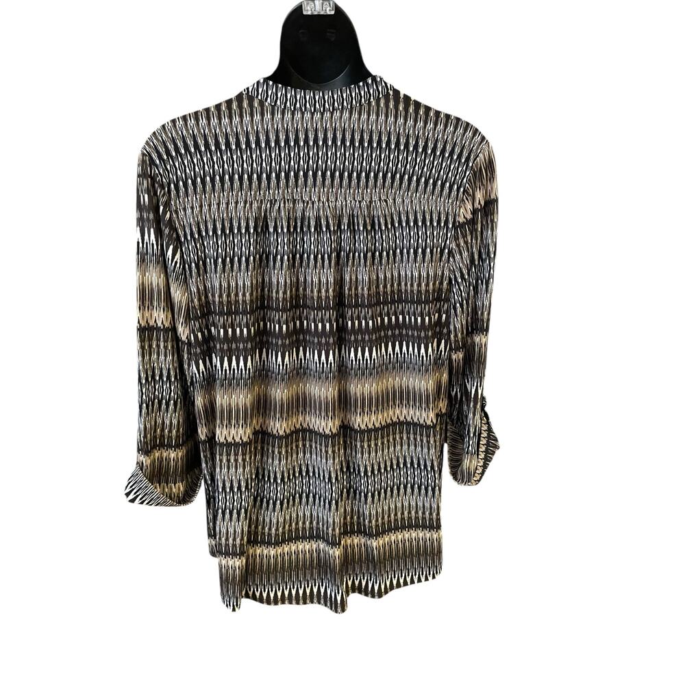 Ava & Grace‎ Woman 3X Tunic Top – Black, Brown & Tan Ikat Print with Pockets - Picture 4 of 6